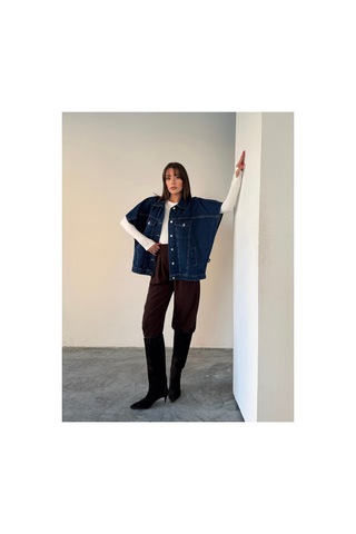 Blue Marlın Oversize Lacivert Yelek/panço Lacivert
