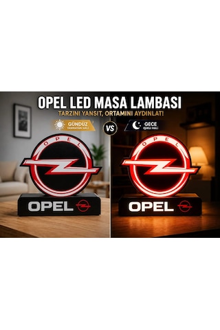 Opel Masa Lambası , Opel Logolu Led Işıklı Masa Lambası , Opel Gündüz Gece Masa Lambası Siyah
