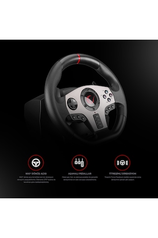 Rampage V902 Pc 3 Pedallı Oyuncu Direksiyonseti-sadece Pc Uyumlu