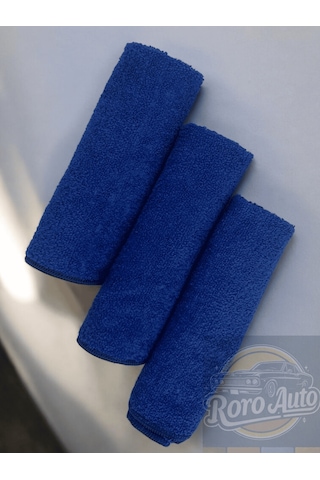 Roro Auto Fuji 3'lü Mikrofiber Araç Kurulama Ve Oto Temizlik Bezi 40x40 440 Gsm Mavi