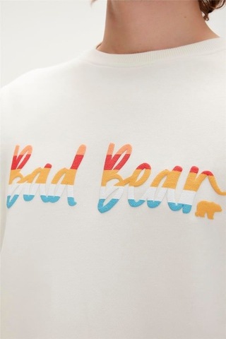 Bad Bear Manuscrıpt Crewneck Erkek Beyaz Sweat - 23.02.12.016 Beyaz
