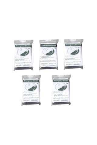 Beikalone 5 Paket Acil Durum Battaniyesi 210 X 140 Cm Isı Yansıtıcı Hayatta Kalma Battaniyesi, Gümüş, Oda Termal