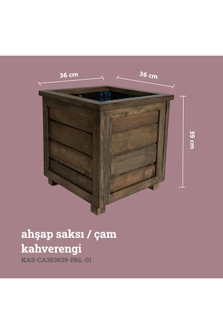 Kaf Ahşap Dekoratif Ahşap Saksı / Kahverengi