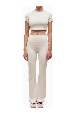 Because Of Alice Base Sculpting Flared Leggings Şekillendirici Yüksek Bel Bol Paça Kadın Tayt Krem