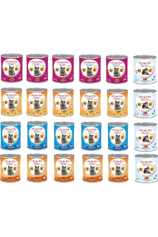 Ultravita Premium Yüksek Proteinli Karışık Etli Konserve Kedi Maması 24 x 415 G