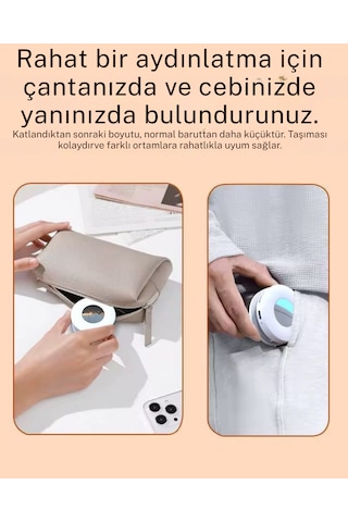 Magsafe Mini Selfie Lambası Aynalı Led Telefon Işığı Manyetik Şarjlı Vlog Tiktok Youtube Makyaj Çekim Işığı Siyah