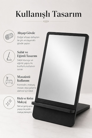 Kedievi Masa Makyaj Aynası (Siyah)