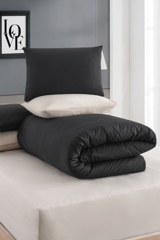 Veramoni Soft Dreams Soft Dreams Çift Kişilik Pamuklu Desenli Nevresim Takımı - Siyah-bej