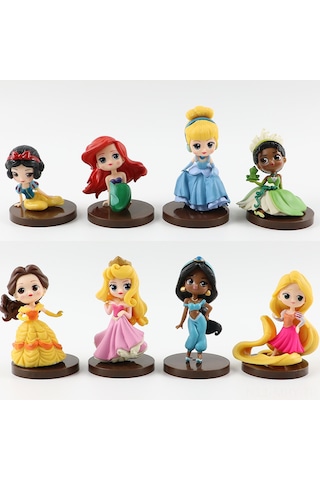 Monyee Pratik Ve Dayanıklı Plastik Prenses Figürleri - 8 Farklı Oturmuş Kraliçe Desenli Pasta Dekorasyonu Toplu Satış