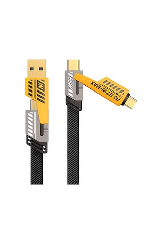 Buğz 4in1 Type-c 65w To Usb-a + Type-c To Lightning 27w Hızlı Şarj Kablosu Siyah
