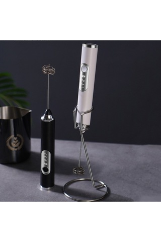 Dinosaurs Standlı Süt Köpürtücü Seti İle El Tipi Ev Tipi Küçük Elektrikli Çırpma Teli Ahşap