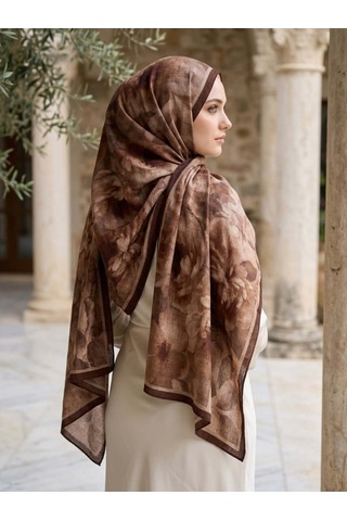 Camellia Scarfs Frosted Bloom Müslin Şal Kahve - Sıcak Ve Zamansız Stil