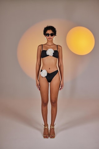 Holly Lolly Çıkarılabilir Çiçek Detaylı Premium Sleek Bikini Altı Siyah
