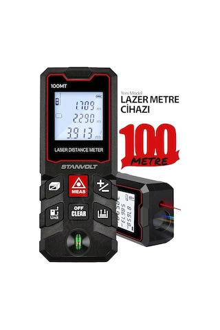 Yüksek Hassasiyet 100 Metre Lazer Metre Ölçer Lcd Dijital Ekran Su Terazili Lazermetre