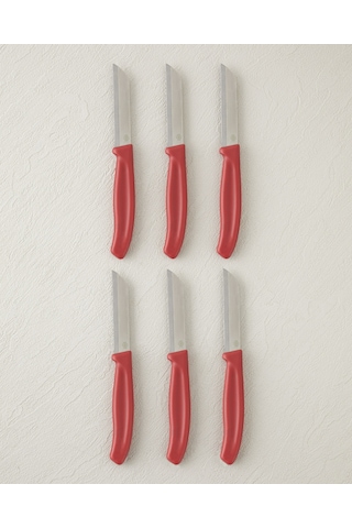 English Home Silent Slash Paslanmaz Çelik 6'lı Bıçak 9 Cm Kırmızı Kırmızı