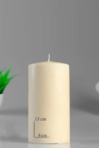 Silindir Kütük Mum Krem Sandal Ağacı Genişlik 8 Cm Yükseklik - 13 Krem