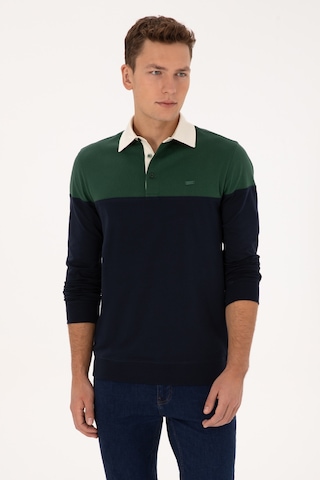 U.S. Polo Assn. Erkek Regular Fit Polo Yaka Koyu Yeşil Sweatshirt 50316428-VR079