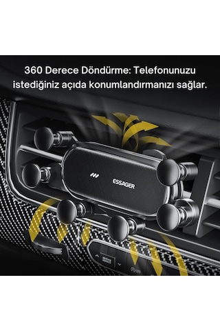 Essager Örümcek Tipi Klipsli Araç İçi Telefon Tutucu, 360 Derece Dönebilen Düşmez Titremez Telefon Tutucu