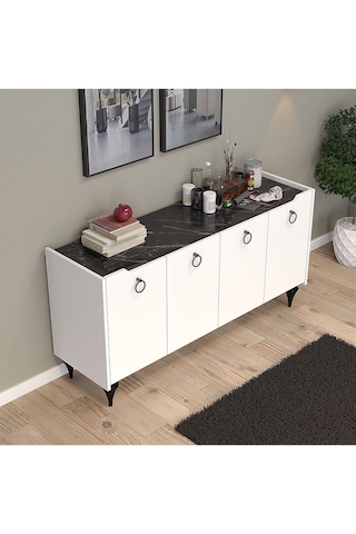 Umg Mobilya Titanyum Modern Konsol, Çok Amaçlı Dolap, Dresuar, Mutfak Dolabı, Kiler Dolabı, Tv Ünitesi Mermer Desen