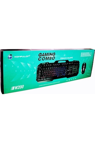 Konfulon W200 RGB Işıklı Türkçe Q Gaming Kablolu Klavye Mouse Set