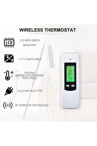 Moveevo Ev Isıtma Soğutma Kontrol Cihazı, Lcd Ekranlı, Otomatik Sıcaklık Regülasyonu, 230v 16a Avrupa Standartı, 433mhz Kablosuz Kumanda