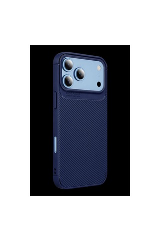 Newface Apple iPhone Uyumlu 18 Pro Auto Focus Karbon Kapak - Lacivert Düz Renkli