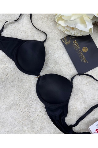Le Jardin Fleur Basic Push-up Aksesuar Detaylı Sütyen-7055 Siyah