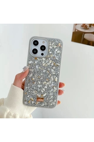 Apple Uyumlu iPhone 15 Sw Taşlı Premium Lüx Silikon Cep Telefonu Kılıfı