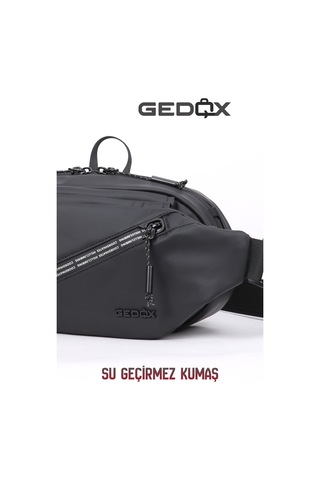Gedox Siyah Su Geçirmez Rfıd Korumalı 3 Bölmeli Erkek Bel Ve Çapraz Göğüs Çantası Gdx2104