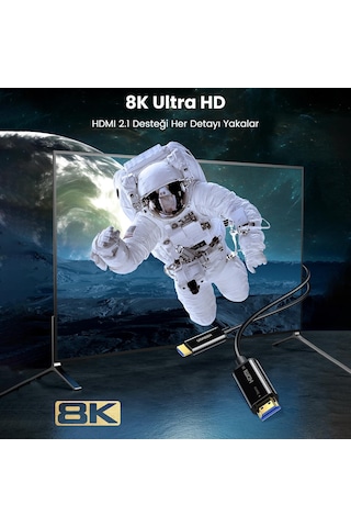 Ugreen 8K 60Hz 4K 120Hz HDMI 2.1 Fiber Optik Görüntü Aktarma Kablosu 30 Metre
