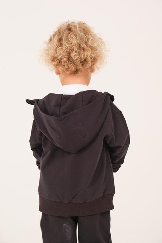Zeyland Unisex Çocuk Basic Kapüşonlu Ceket - Siyah Siyah