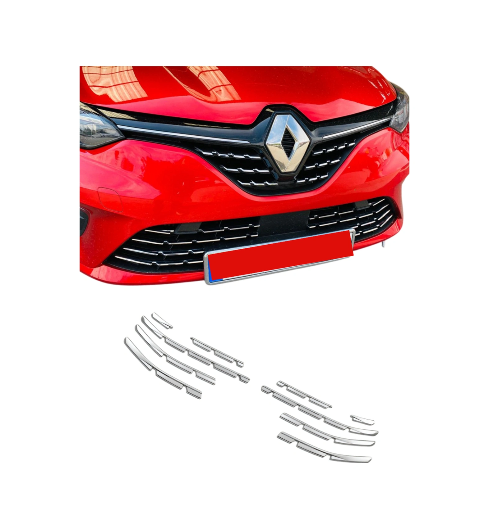 Renault Clio 5 2019+ Araca Özel Krom Ön Tampon Alt Çıtası A+ Paslanmaz Çelik