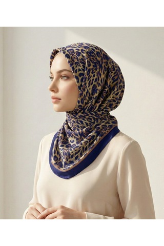 Leo Desen 90x90cm Organic Twill Eşarp/fular Lacivert