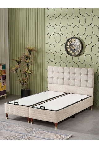 Beehanem 150x200 Bengü Çift Kişilik Baza Başlik Yatak 3 Lü Set Jery Krem Krem 150 X 200