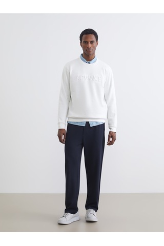 Lcw Vision Beyaz Bisiklet Yaka Baskılı Erkek Sweatshirt