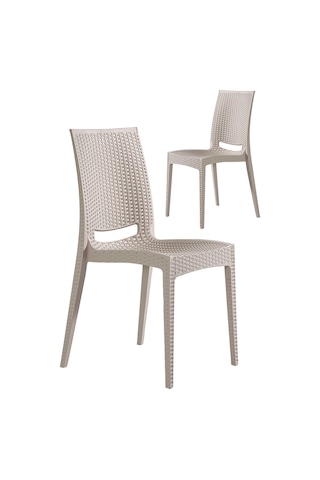 2 Adet Rattan Cappucino Sandalye / Balkon-Bahçe-Teras Bej