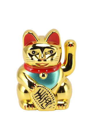 Yaozixa Güneş Enerjili Plastik Kucak Kedi, Otomatik Ellik, Masaüstü/ev Dekorasyonu, Kârlılık Dua Amblem Altın, 5.3cm