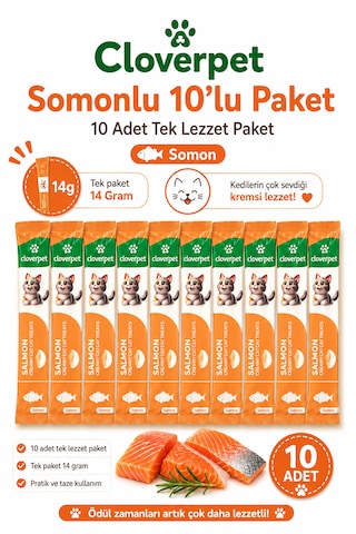 Cloverpet Somonlu Krema Kedi Ödül Maması 10 Lu Paket Cloverpet Somonlu Krema Kedi Ödül Maması 10 Lu Paket