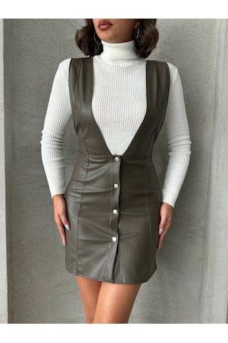Deri Jile Elbise Haki W24796 Haki