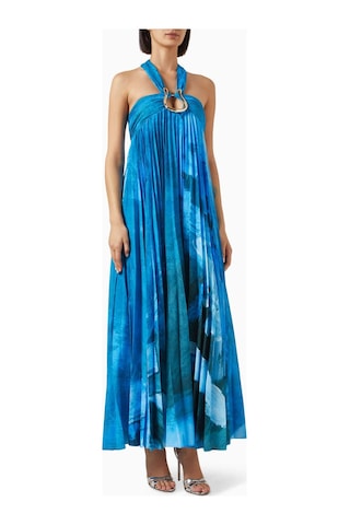 Acler Askham Maxi Elbise - 100% Polyester - Plise Tasarım - Altın Donanım - Şıklık Için Ideal Mavi
