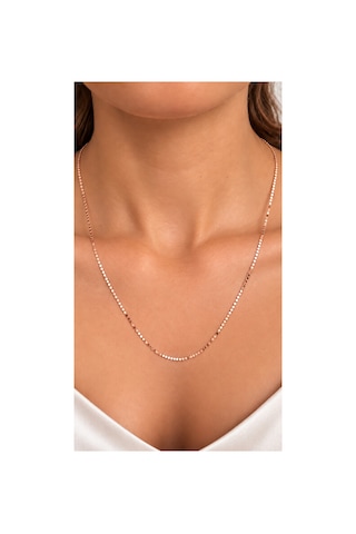 Rose Işık Pullu Zincir Kolye 60 Cm & Kalpli Ayıcık Premium Hediye Seti Altın