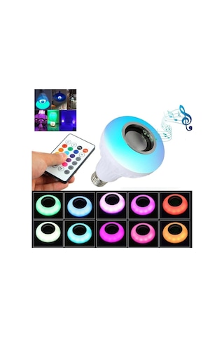 Bluetooth Hoparlör Uzaktan Kumandalı Led Ampul Enerji Tasarruflu 7w Beyaz 5w Rgb Işık 3w Speaker