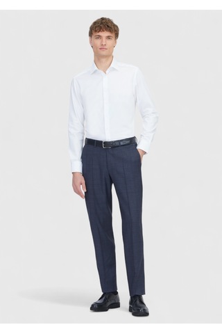Ramsey Beyaz Düz Slim Fit Uzun Dokuma Klasik %100 Pamuk Gömlek beyaz white
