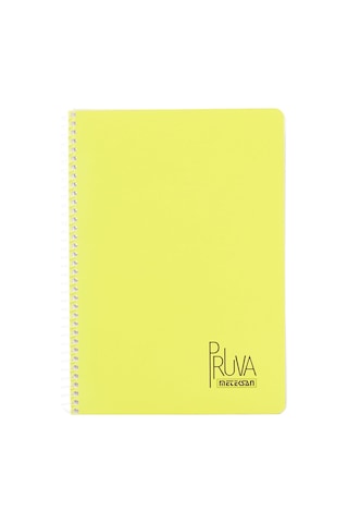 Pruva A4 Pet Spiralli Karton Kapaklı Defter 144 Yaprak - Çizgili - Sarı Çok Renkli
