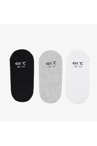 Unıted4 Unisex 3'lü Beyaz/siyah/gri Babet Çorap U3ss10000