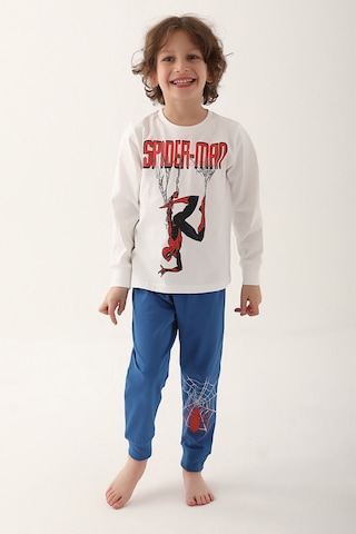 Spiderman Krem Erkek Çocuk Uzun Kol Pijama Takım Krem
