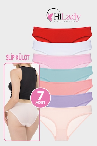 Kadın Külot 7 Li Paket Likralı Soft, Ve, Siyah, Renkler Pamuklu, Yumuşak,külot Kırmızı - Beyaz