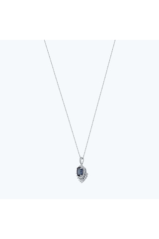 Altınbaş Pırlanta Safir Oval Kolye Meh058s-14k Beyaz