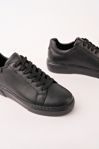 Muggo Gage Hakiki Deri Bağcıklı Erkek Günlük Sneaker Spor Ayakkabı Siyah