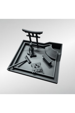Zen Bahçesi Maketi Kum, Taş Ve Çiçek Hariç 3d Yazıcı Baskı